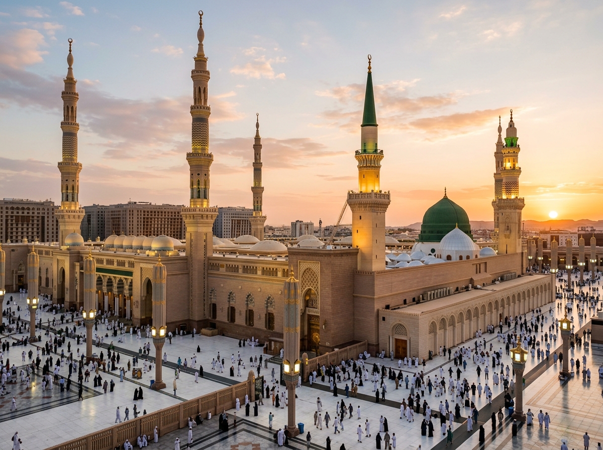 Masjid Nabawi Madinah saat Senja